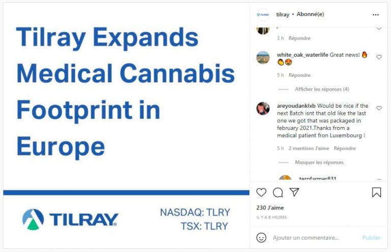 Tilray will supply Luxembourg with medical cannabis